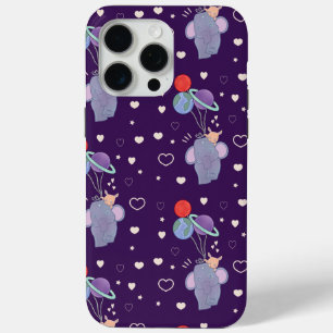 Elephant and Bunny Space Balloon Ride Whimsical iPhone 15 Pro Max Case