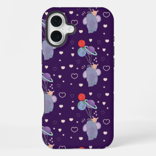 Elephant and Bunny Space Balloon Ride Whimsical iPhone 16 Plus Case