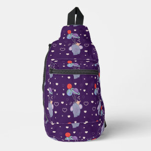 Elephant and Bunny Space Balloon Ride Whimsical Sling Bag