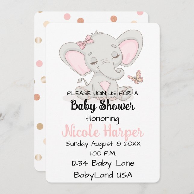 Elephant and Butterfly Holiday Card (Front/Back)