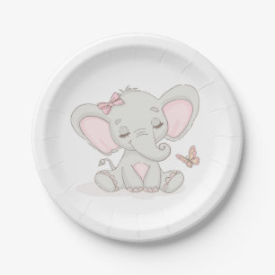 Elephant and Butterfly Paper Plates