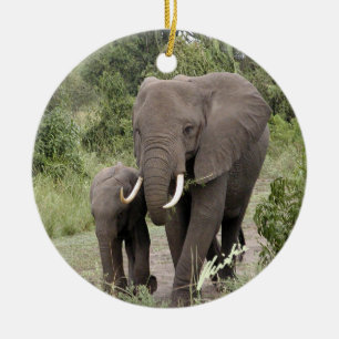 Elephant and Calf Ornament (2-sided)