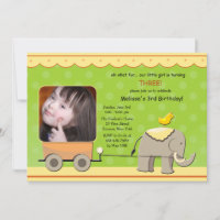 Elephant and Cart Photo Invitation