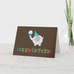Elephant and Cupcake Birthday Greeting Cards