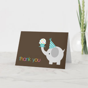 Elephant and Cupcake Thank You Cards