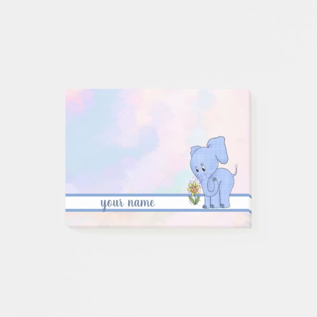 Elephant and Flower Post-it adhesive Notes (Front)