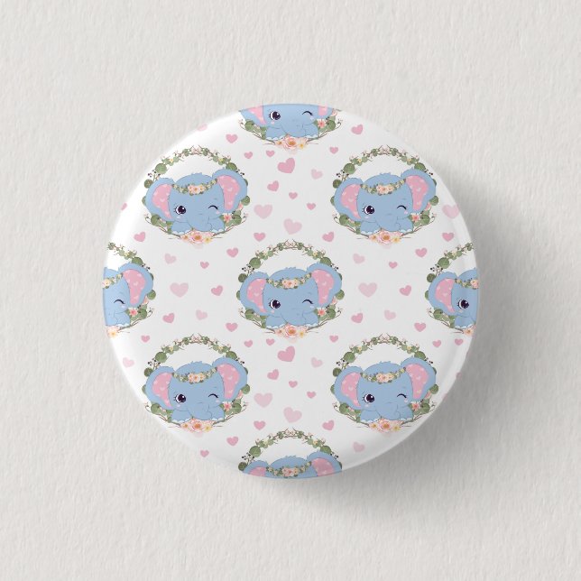 Elephant And Flower Tattoo 3 Cm Round Badge (Front)