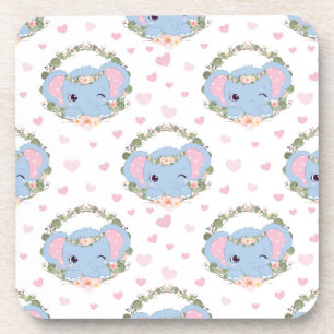 Elephant And Flower Tattoo Coaster