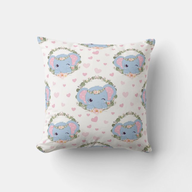 Elephant And Flower Tattoo Cushion (Front)