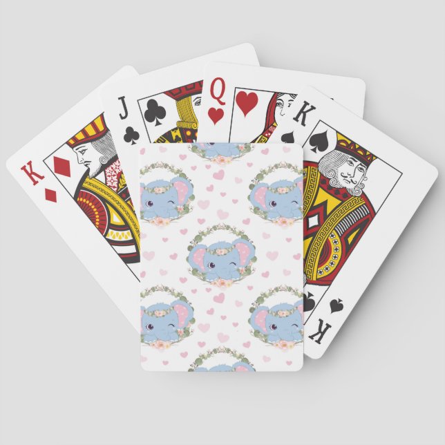 Elephant And Flower Tattoo Playing Cards (Back)