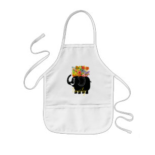 Elephant and flowers kids apron
