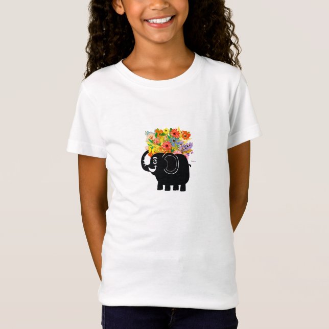 Elephant and flowers T-Shirt (Front)