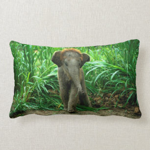 Elephant and Grass Lumbar Cushion