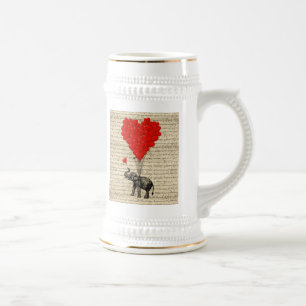 Elephant and heart shaped balloons beer stein
