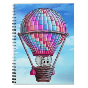 Elephant and Hot Air Balloon Spiral Photo Notebook