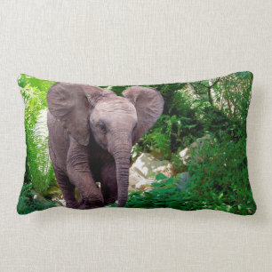 Elephant and Jungle Lumbar Cushion