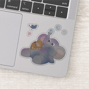 Elephant and kitten sticker
