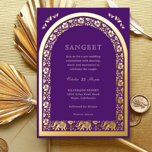 Elephant and Lotus Flower Indian Sangeet Gold