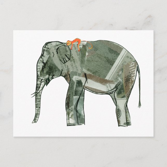 Elephant and monkey postcard (Front)