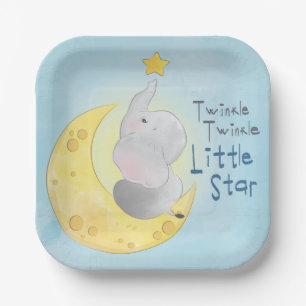 Elephant and Moon Paper Plate