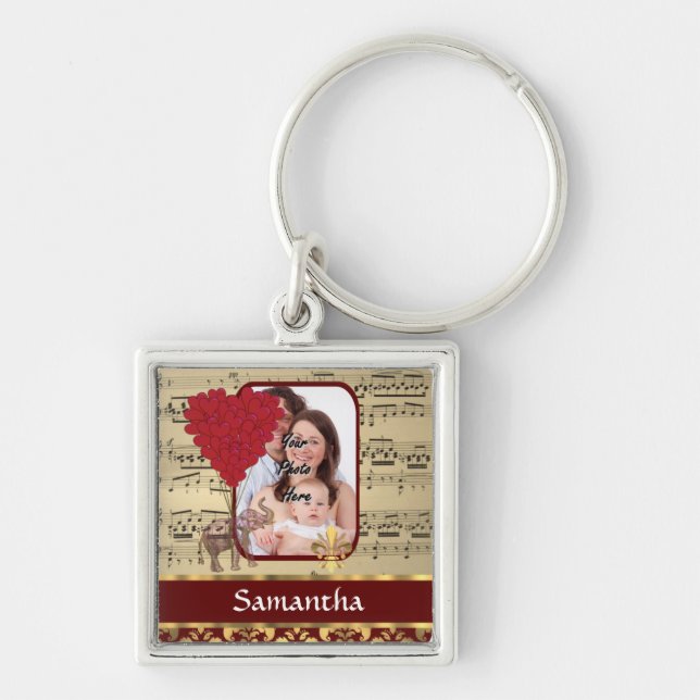 Elephant and music sheet key ring (Front)
