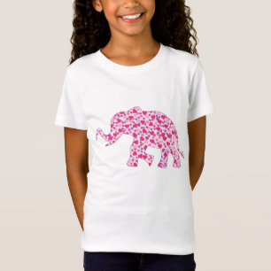 Elephant and Pink Hearts of Love T-Shirt