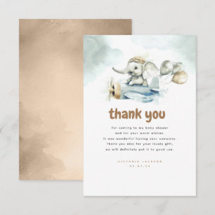 Elephant and Plane Vintage Cute Thank You Card