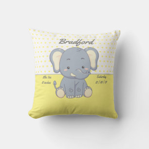 Elephant and Polka dots, Yellow and Grey Lumbar P Cushion