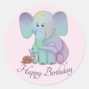 Elephant and snail classic round sticker