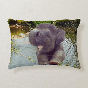 Elephant and Water Decorative Cushion