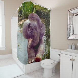 Elephant and Water Shower Curtain