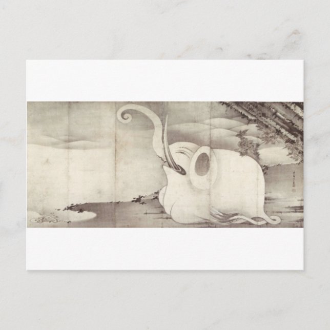 Elephant and Whale (diptych) by Ito Jakuchu Postcard (Front)