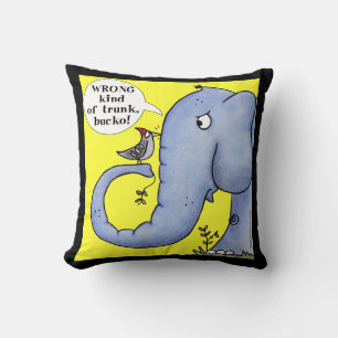 Elephant and Woodpecker Misunderstanding Cushion
