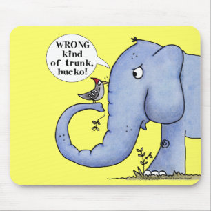 Elephant and Woodpecker Misunderstanding Mouse Pad