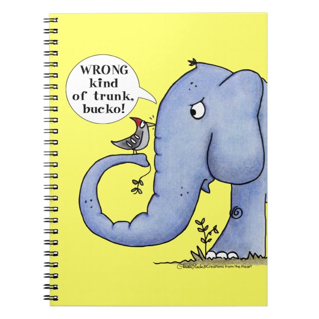 Elephant and Woodpecker Misunderstanding Spiral Notebook (Front)
