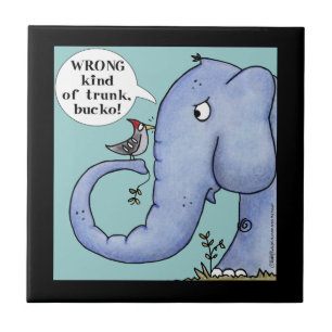 Elephant and Woodpecker Misunderstanding Tile