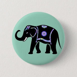 Elephant Animal Abstract Decorative Patterns 6 Cm Round Badge
