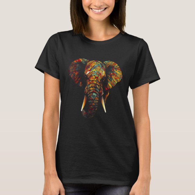 Elephant Animal Colourful Animal Lovers Art Elepha T-Shirt (Front)