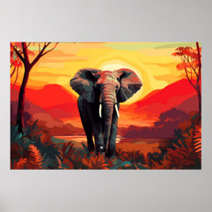 Elephant Animal Jungle Nature Wilderness Poster