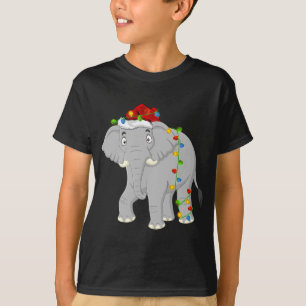 Elephant Animal Lover Xmas Santa Hat Elephant Chri T-Shirt