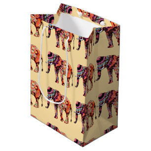 Elephant Animal Traditional Chinese Patterns Medium Gift Bag