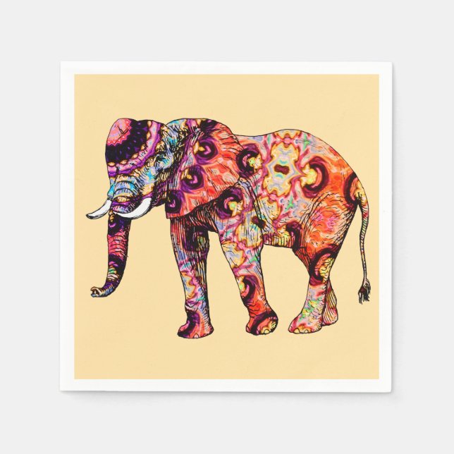 Elephant Animal Traditional Chinese Patterns  Napkin (Front)