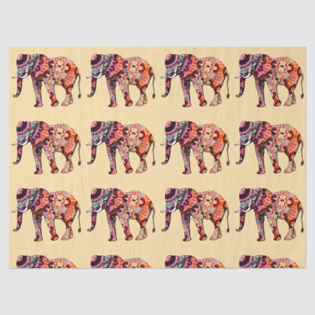 Elephant Animal Traditional Chinese Patterns  Tissue Paper (Front)