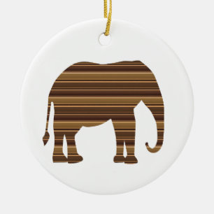 ELEPHANT animal wild pet Gold Stripe Brown NVN286 Ceramic Tree Decoration