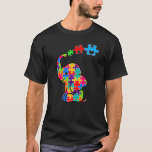 Elephant Animals Puzzle Pieces Autism Awareness T-Shirt