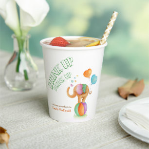Elephant art baby shower custom  paper cups