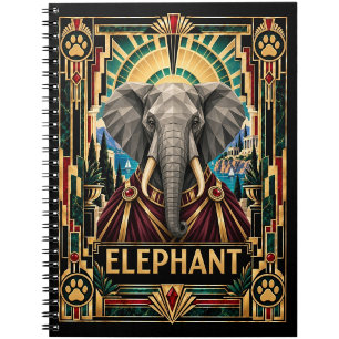 Elephant, Art Deco Wildlife Notebook