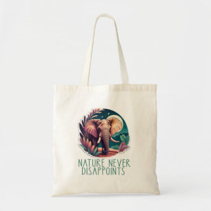 ELEPHANT Art  NATURE NEVER DISAPPOINTS Tote Bag