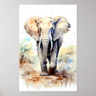 Elephant Art Poster Africa Wall Decor