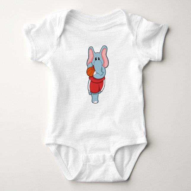 Elephant as Basketball player with Basketball Baby Bodysuit (Front)